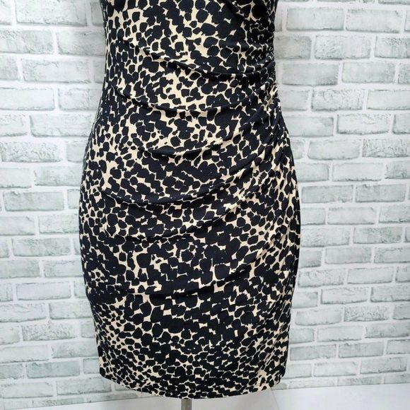 Lauren Ralph Lauren 8 Leopard Dress Sleeveless‎ VNeck Ruched Bodycon Cocktail - Picture 3 of 7